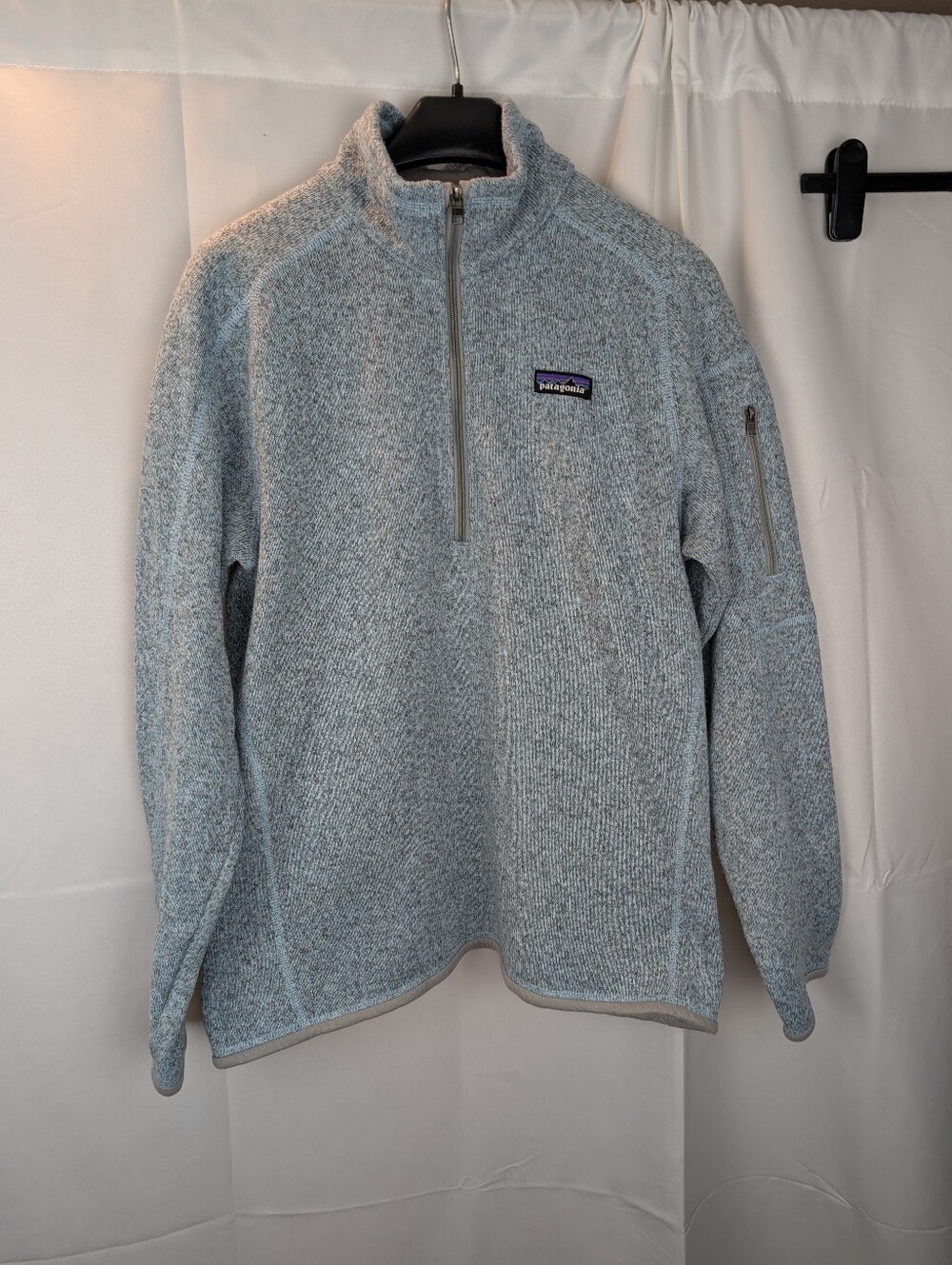 Patagonia Womens Better Sweater Quarter Zip Fleece Jacket Size L Gray STY25618